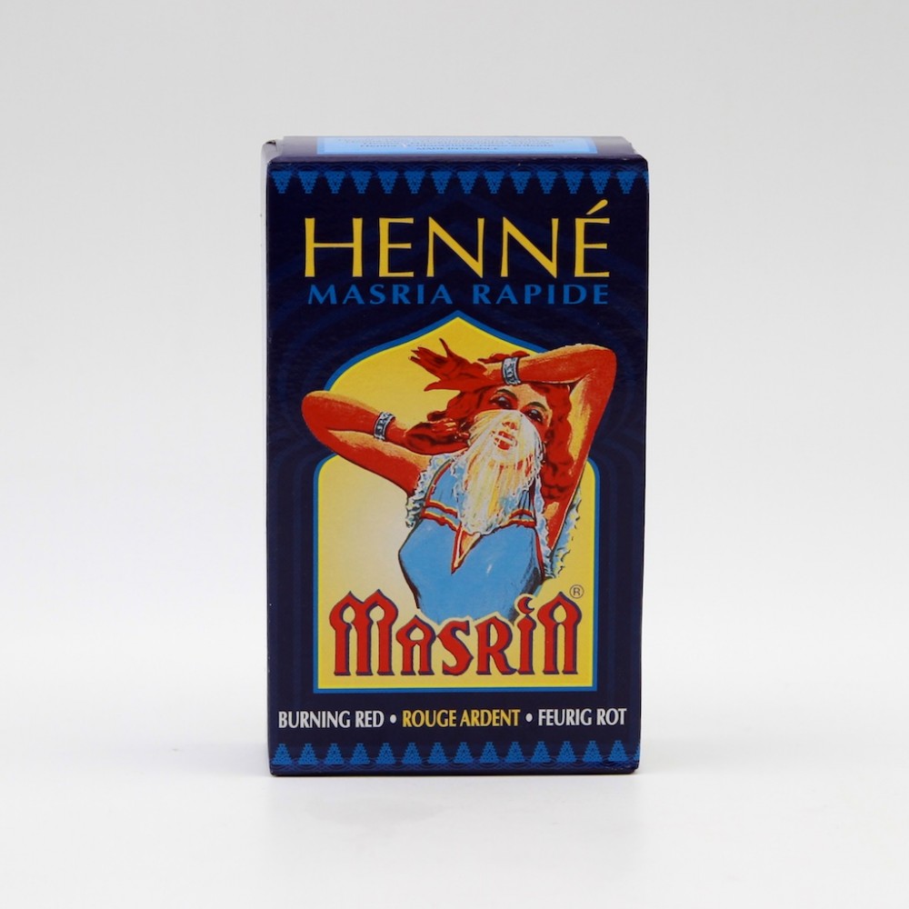 Très fort pouvoir colorant le henné Rouge Ardent MASRIA permet d'obtenir une couleur vive et éclatante henné rouge cheveux acajou auburn coloration végétale