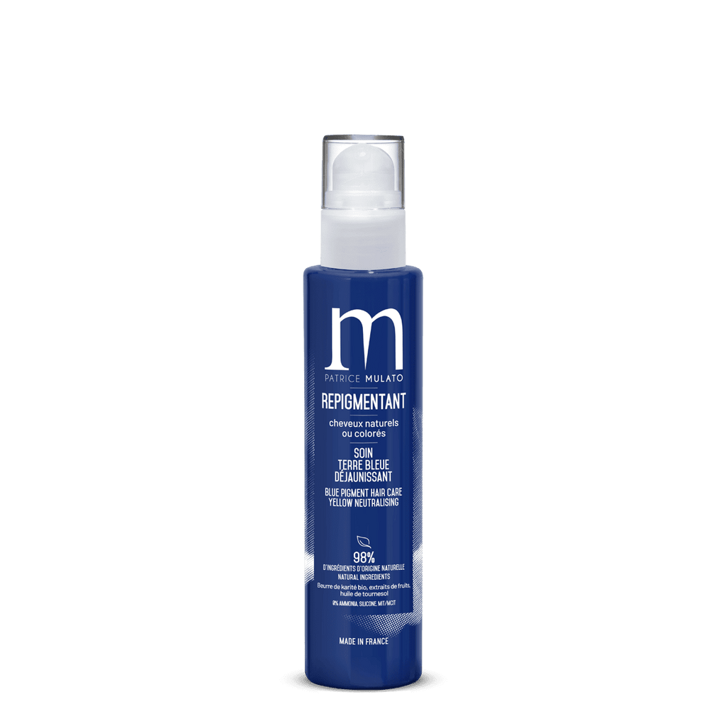 Patrice Mulato Cosmetics, échantillon, terre bleue blond froid brun, marron chocolat, froid, soin repigmentant, shampoing repigmentant, masque, soin cheveux, coloration naturelle, rouge cerise venise, ocre havane, sienne brûlée, ombre naturelle, terre bleue, pourpre phénicien, violet, violine, henne, cheveux rouges