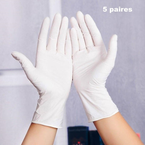 Lot de 5 paires de gants jetables, résistants, tout usage