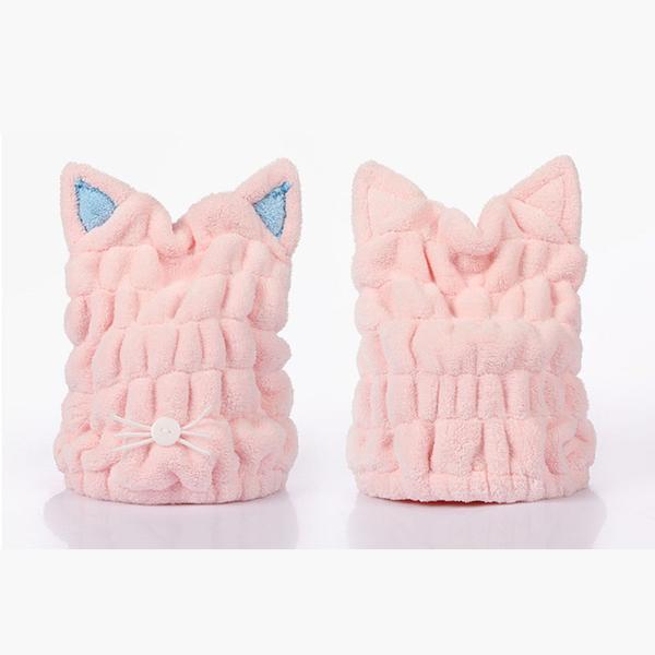 Bonnet oreilles de Chat, microfibres éponge - Plusieurs coloris