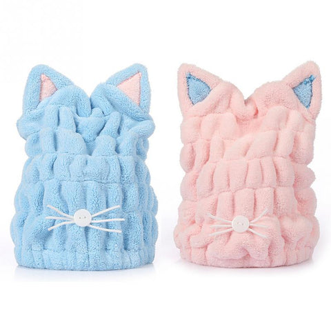 Bonnet oreilles de Chat, microfibres éponge - Plusieurs coloris