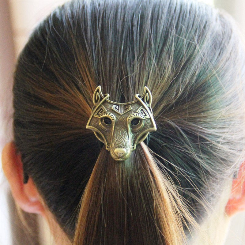 élastique cheveux barrette pince loup oiseau chien corbeau viking celtique médiévale gothique sorcière argenté, argent doré bronze cuivré Accessoires, pince, barrette, chevelure, coiffure, chignon, tresse, nature, décoration, bijou, boutique, capillaire, strass, pince, pic à cheveux, henne, coloration