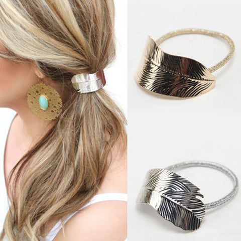 Cache Elastique, Plume Feuille - Or ou Argent