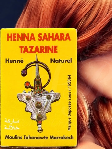 Le henné Sahara Tazarine du Maroc; BAQ. traditionnel, 100% naturel, soin cheveux, coloration, tatouage corps, poudre fine, reflet cuivré, roux, rousse, rouge, auburn, bordeaux, masque capillaire, poudre, plante, bio, boutique, rouge cerise, algérie, rajasthan, couleur, chevelure, pousse, cuir chevelu, volume, brillance