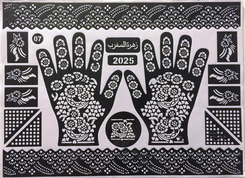 Lot de 2 Feuilles Pochoirs Tatouages au Henné - grand modèle
