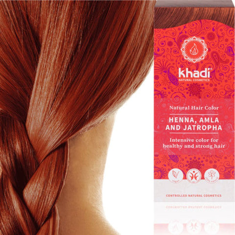 Coloration Végétale Henné, Amla & Jatropha - Rouge acajou, Khadi