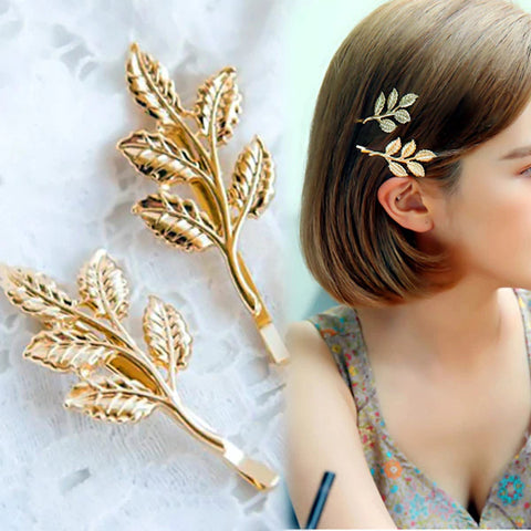 Lot de 2 Pinces à cheveux - Feuilles d'Or