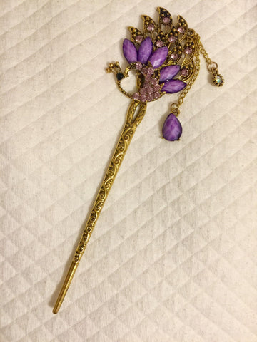 Pic à cheveux Oiseau, bijou mauve