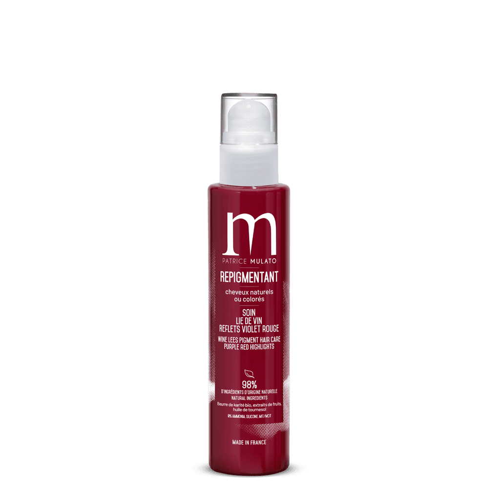 Patrice Mulato Cosmetics, échantillon, lie de vin rouge venise, sienne, soin repigmentant, shampoing repigmentant, masque, soin cheveux, coloration, rouge cerise venise, ocre havane, sienne brûlée, blond vénitien, ombre naturelle, cheveux rouges, pourpre, violet, violine, henne, entretenir le roux, cheveux rouges, roux…