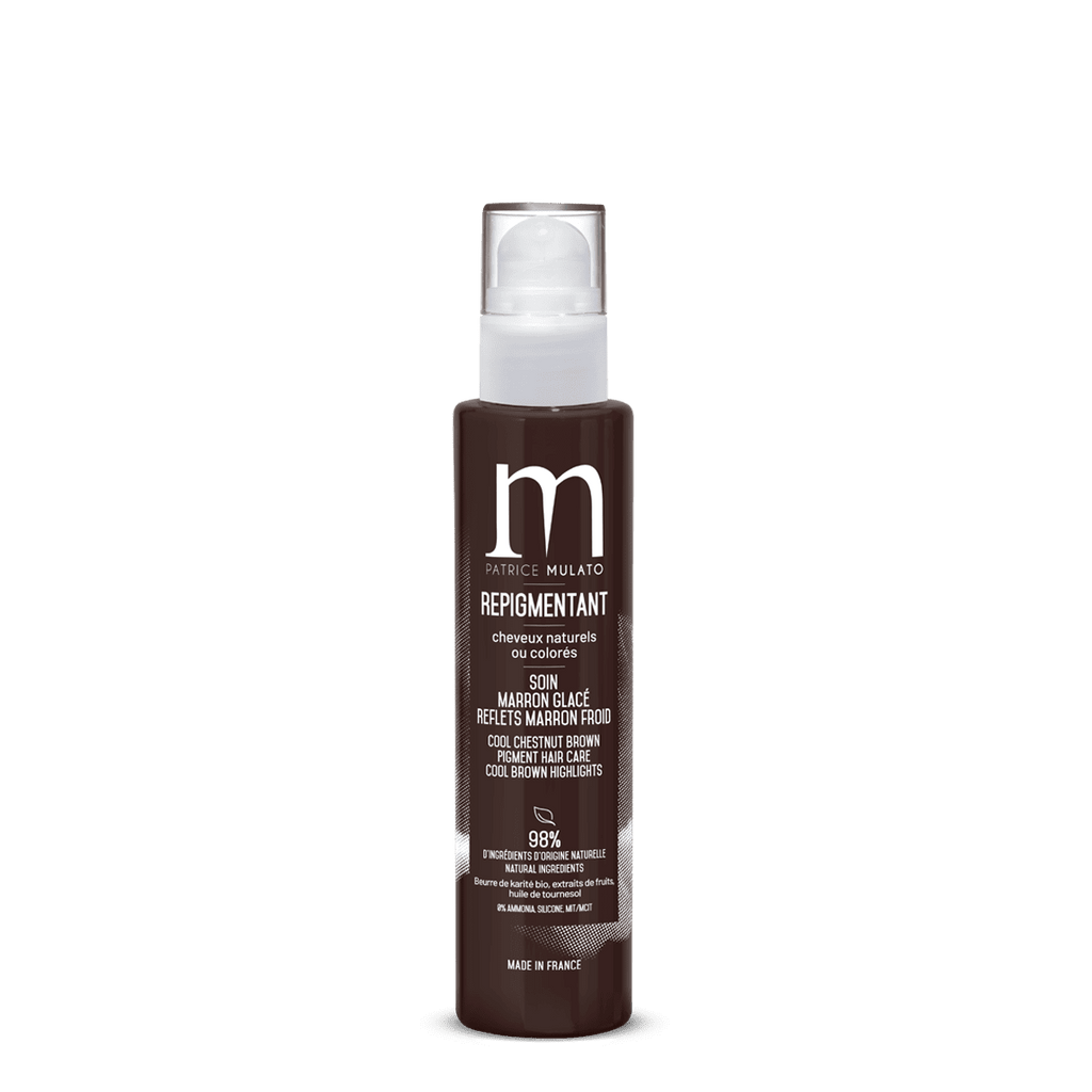 Patrice Mulato Cosmetics, blond vénitien, marron glacé, brun, brune, marron chocolat, froid, soin repigmentant, shampoing repigmentant, masque, soin cheveux, coloration naturelle, rouge cerise venise, ocre havane, sienne brûlée, ombre naturelle, terre bleue, pourpre phénicien, violet, violine, henne, cheveux rouges