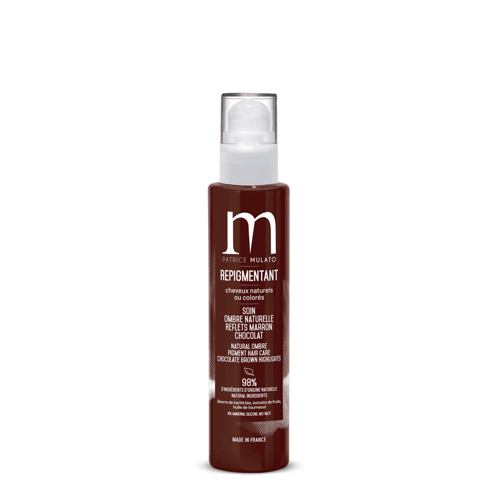 Patrice Mulato Cosmetics,ombre naturelle, chatain chaud, brun, brune, marron chocolat, froid, soin repigmentant, shampoing repigmentant, masque, soin cheveux, coloration naturelle, rouge cerise venise, ocre havane, sienne brûlée, ombre naturelle, terre bleue, pourpre phénicien, violet, violine, henne, cheveux rouges