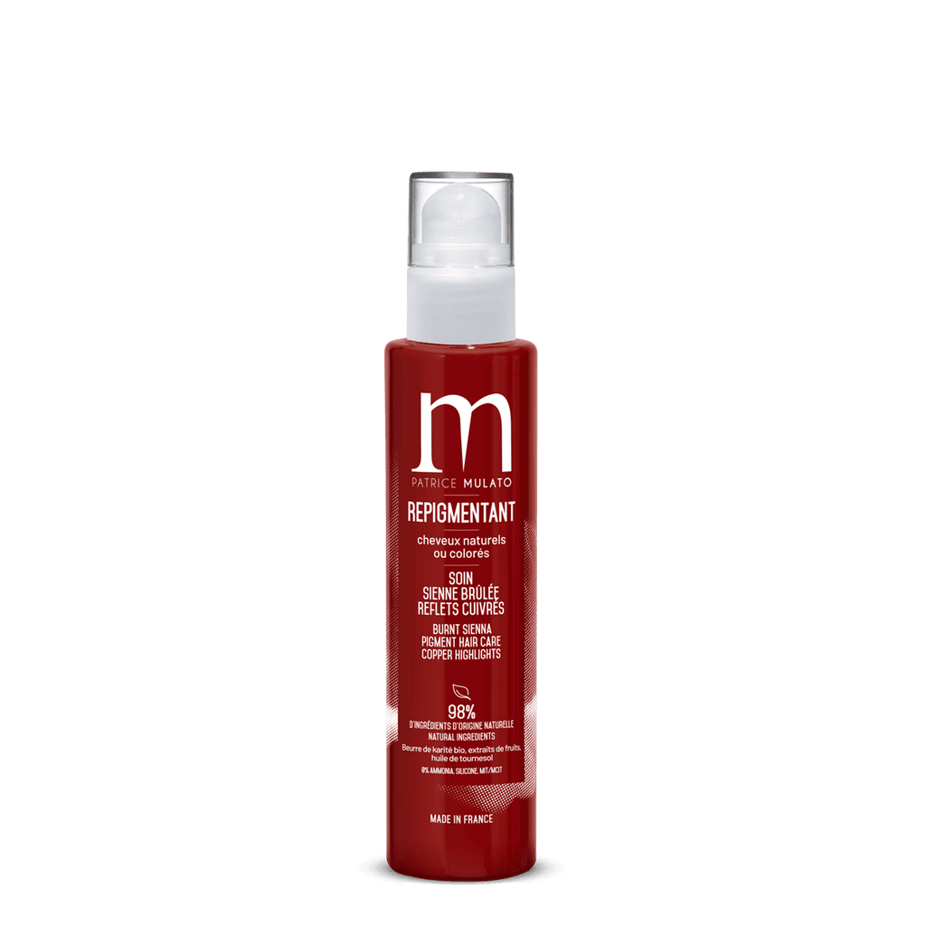 Patrice Mulato Cosmetics, rouge venise, sienne brûlée, soin repigmentant, shampoing repigmentant, masque, soin cheveux, coloration naturelle, rouge cerise venise, ocre havane, sienne brûlée, blond vénitien, ombre naturelle, cheveux rouges, pourpre, violine, henne, entretenir le roux, cheveux rouges, roux, cuivré